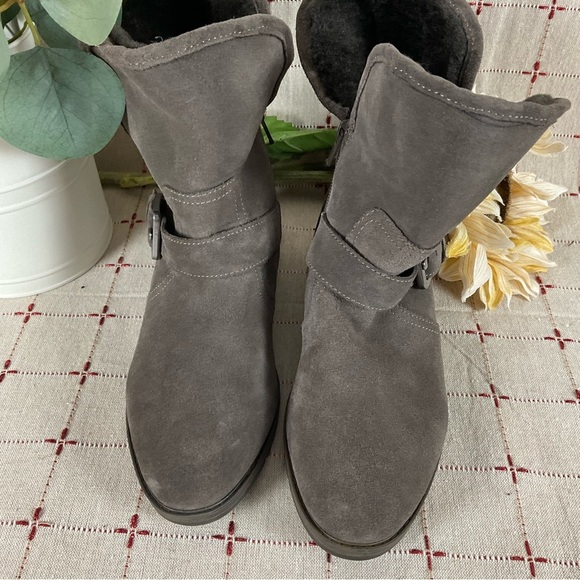 Naturalizer “Sutton” Brown Suede Leather Faux Fur Ankle Boots Size 5M NWOB - Picture 5 of 10